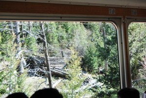 Over the heads of other passengers, you can see the remains of a cabin from the 1800s. Historical fiction, anyone?