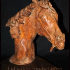 ALT="bronze horse head sculpture"