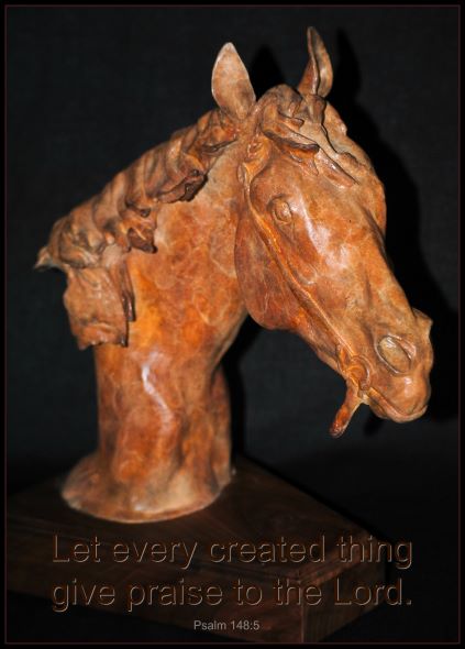ALT="bronze horse head sculpture"