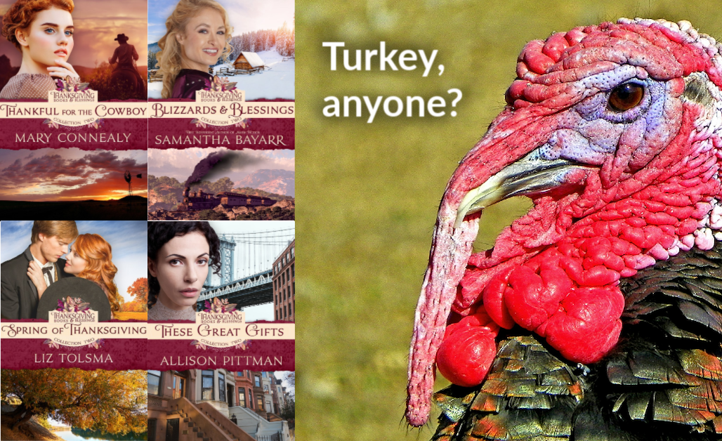 ALT="four book covers and a turkey"