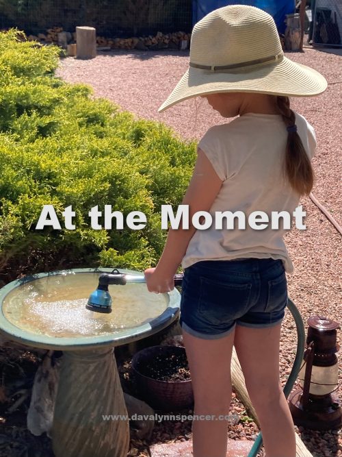 ALT="girl at birdbath"