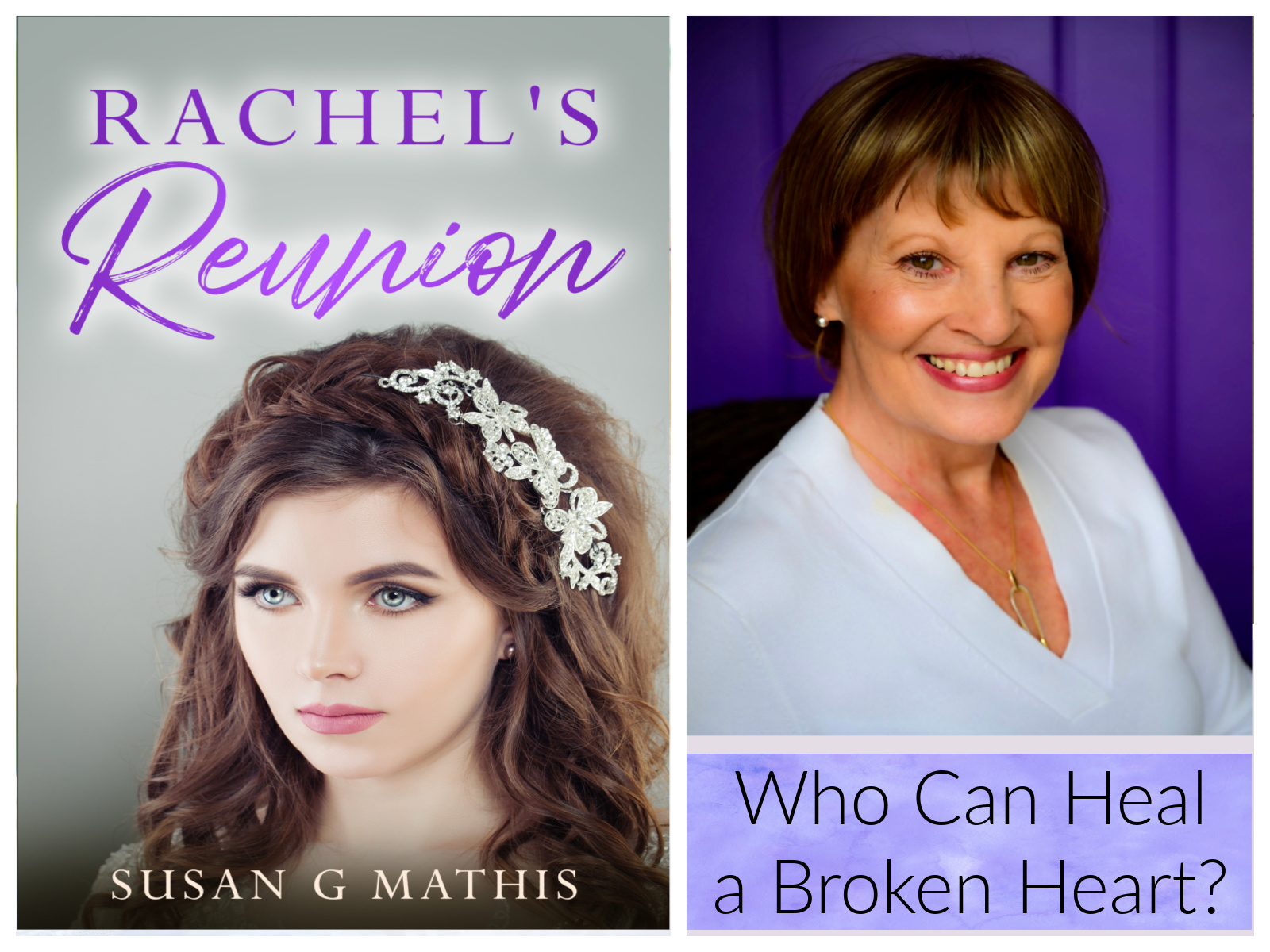 ALT="Susan Mathis and book Rachel's Reunion"