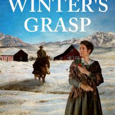 ALT="woman standing in snowy pasture and man on horse"